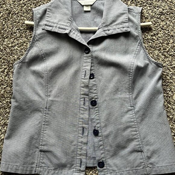 Christopher & Banks Y2K-inspired Small Gray Cotton Button Up Vest Coquette Style - Picture 1 of 7